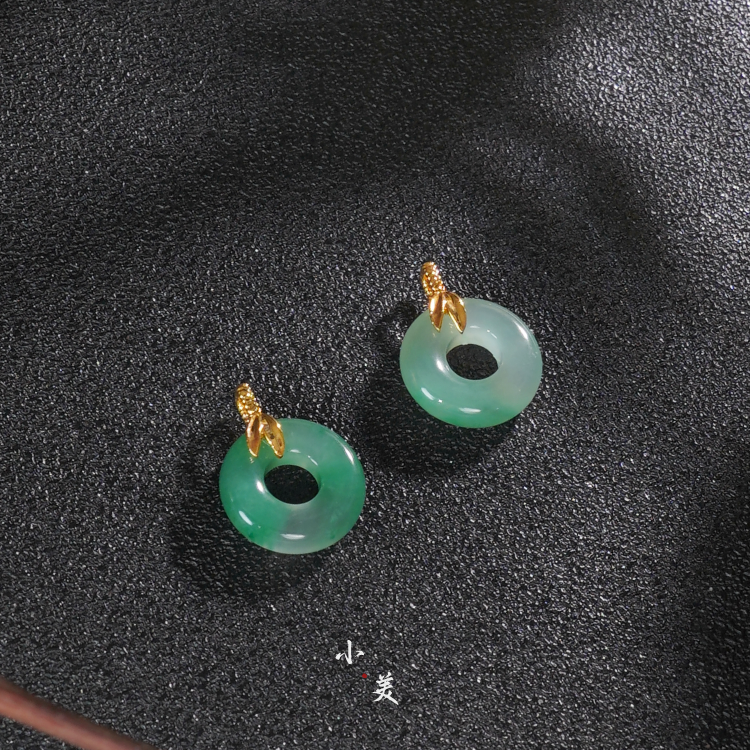 18K金竹叶平安扣吊坠（多样性发一个）G80197