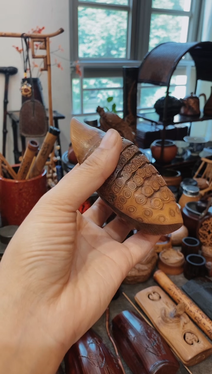 竹老竹根满钉款茶则