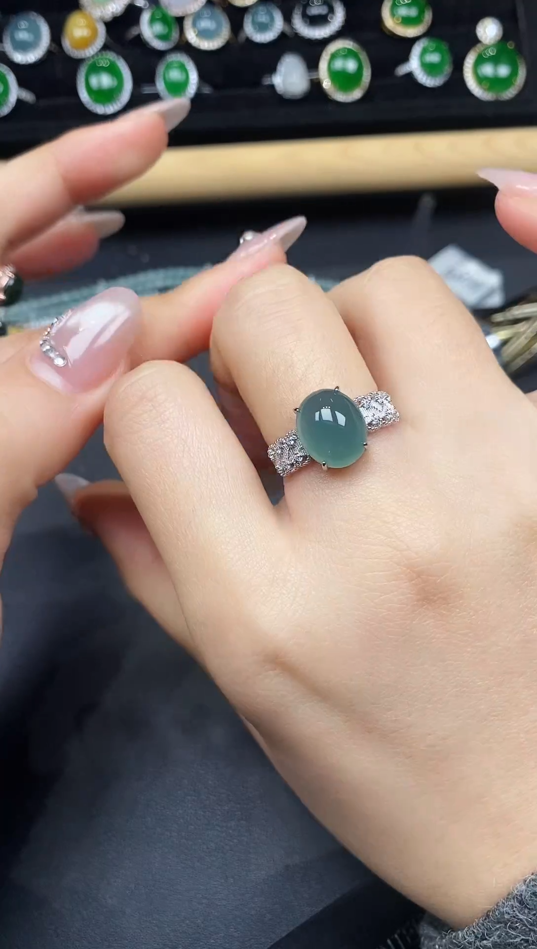 银S925镶嵌戒指翡翠24738