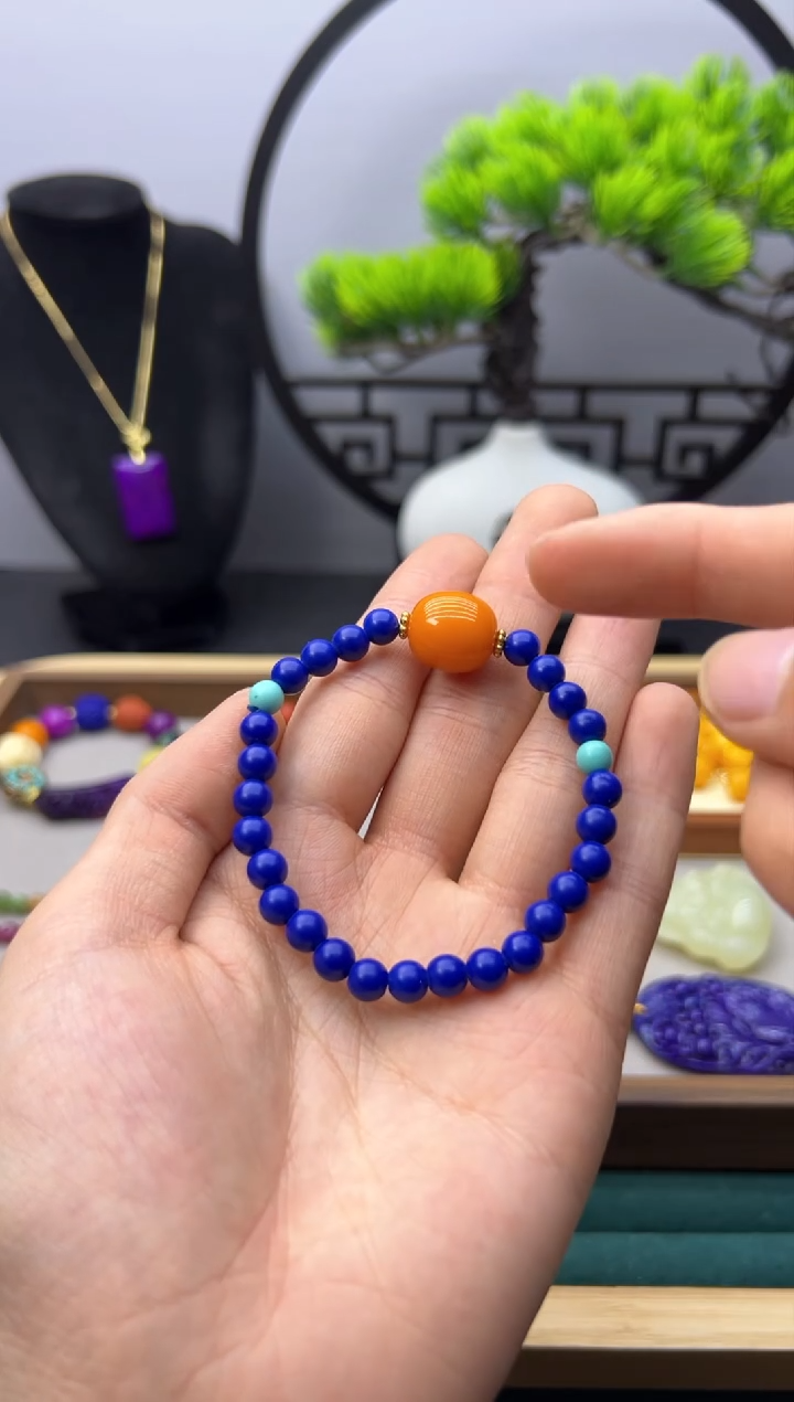 【闪购商品】青金石手链14K金镶嵌S123           