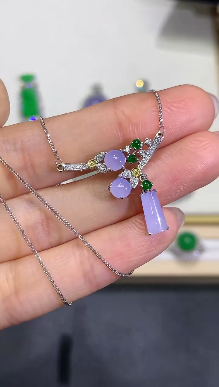 【闪购商品】翡翠颈饰18K金镶嵌团购12