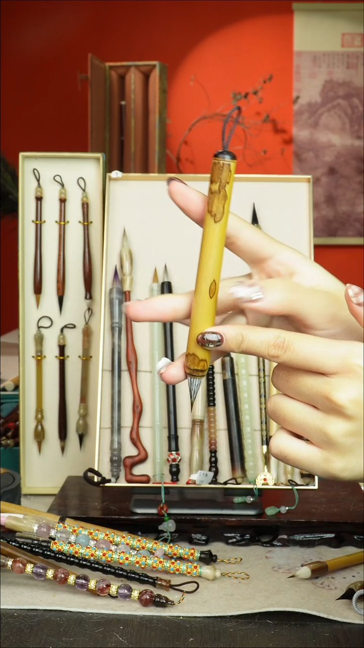 234号闪孤品高货毛笔链接 清水试笔 蘸墨不退