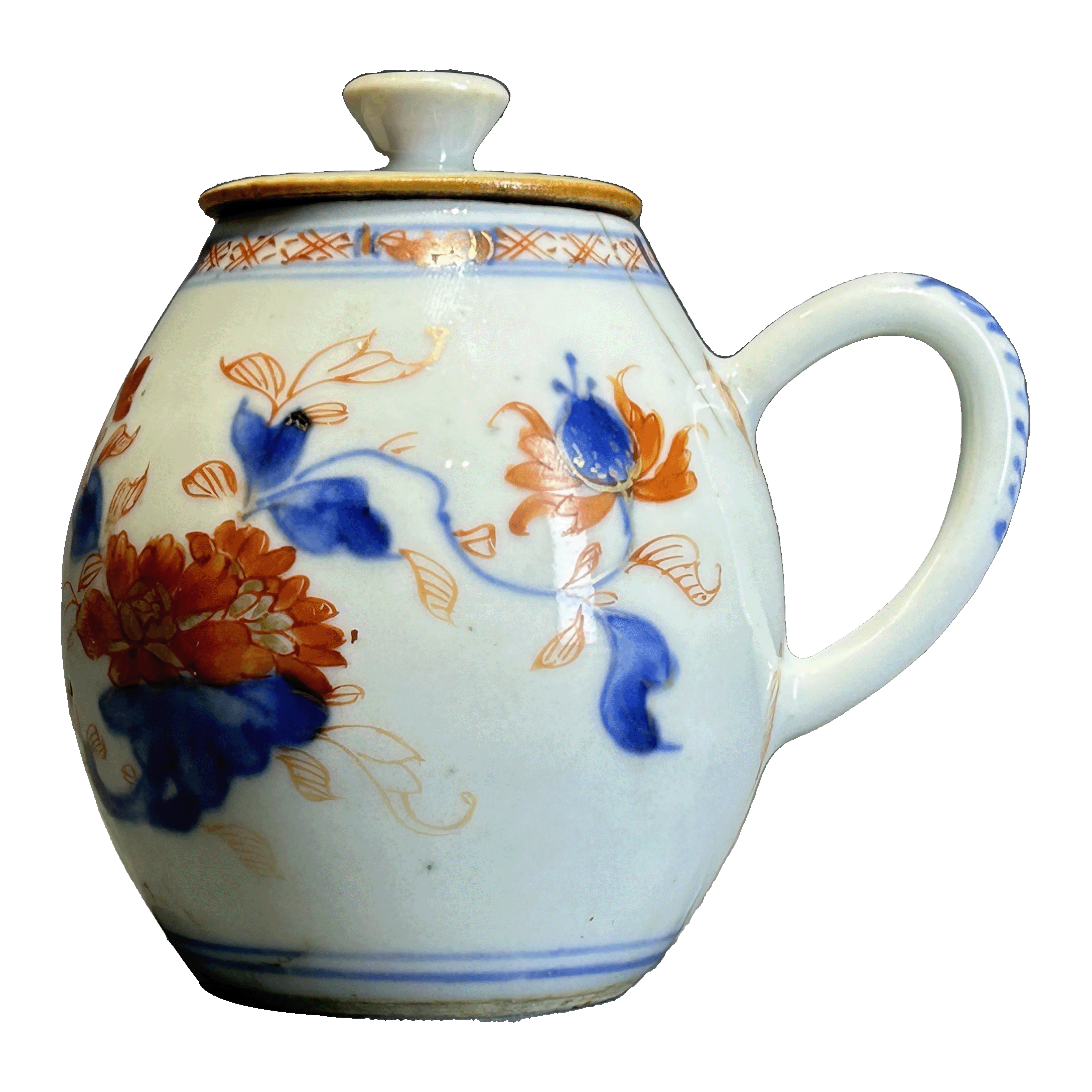 25015533x青花矾红花卉纹执壶