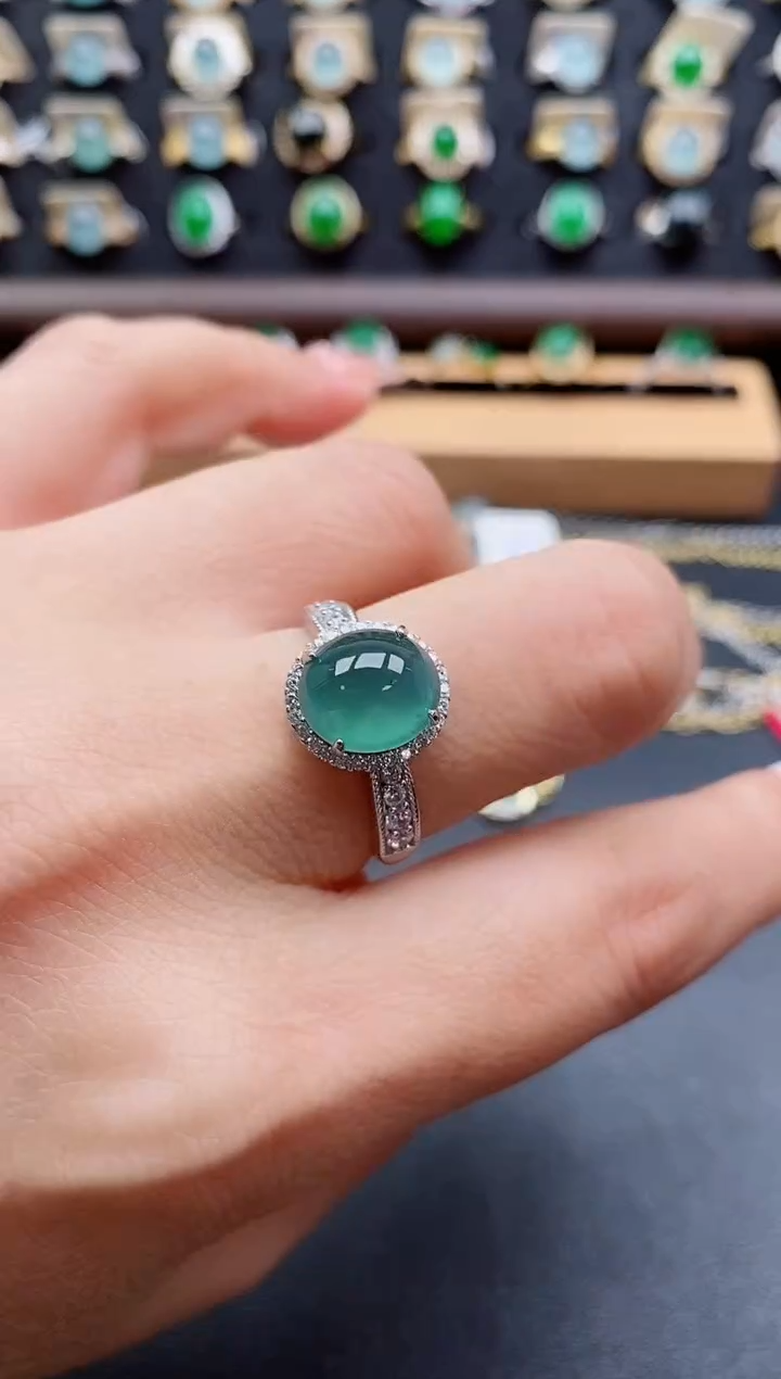 银S925镶嵌戒指翡翠1