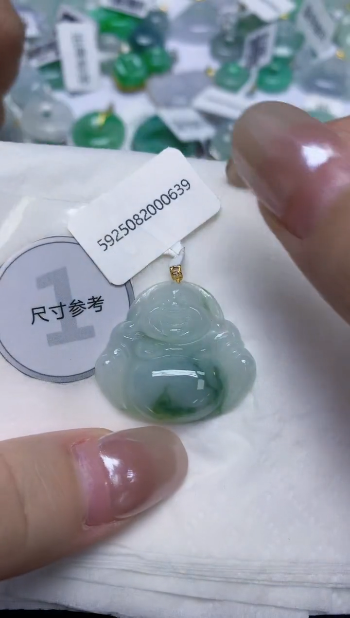 颈饰18K金镶嵌翡翠天然缅甸翡翠A货百元以上9元证书费自理