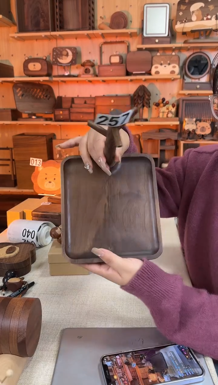 木257特价北美黑胡桃树枝收纳盘