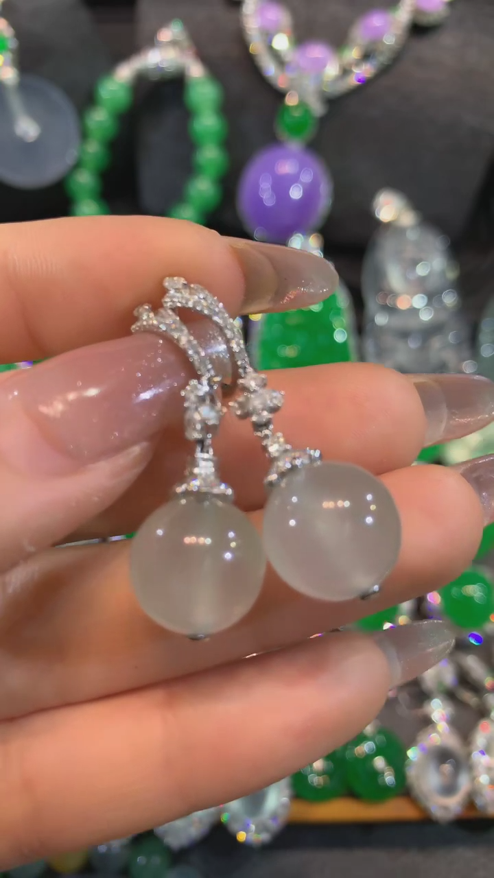 【闪购商品】翡翠耳饰18K金镶嵌耳饰