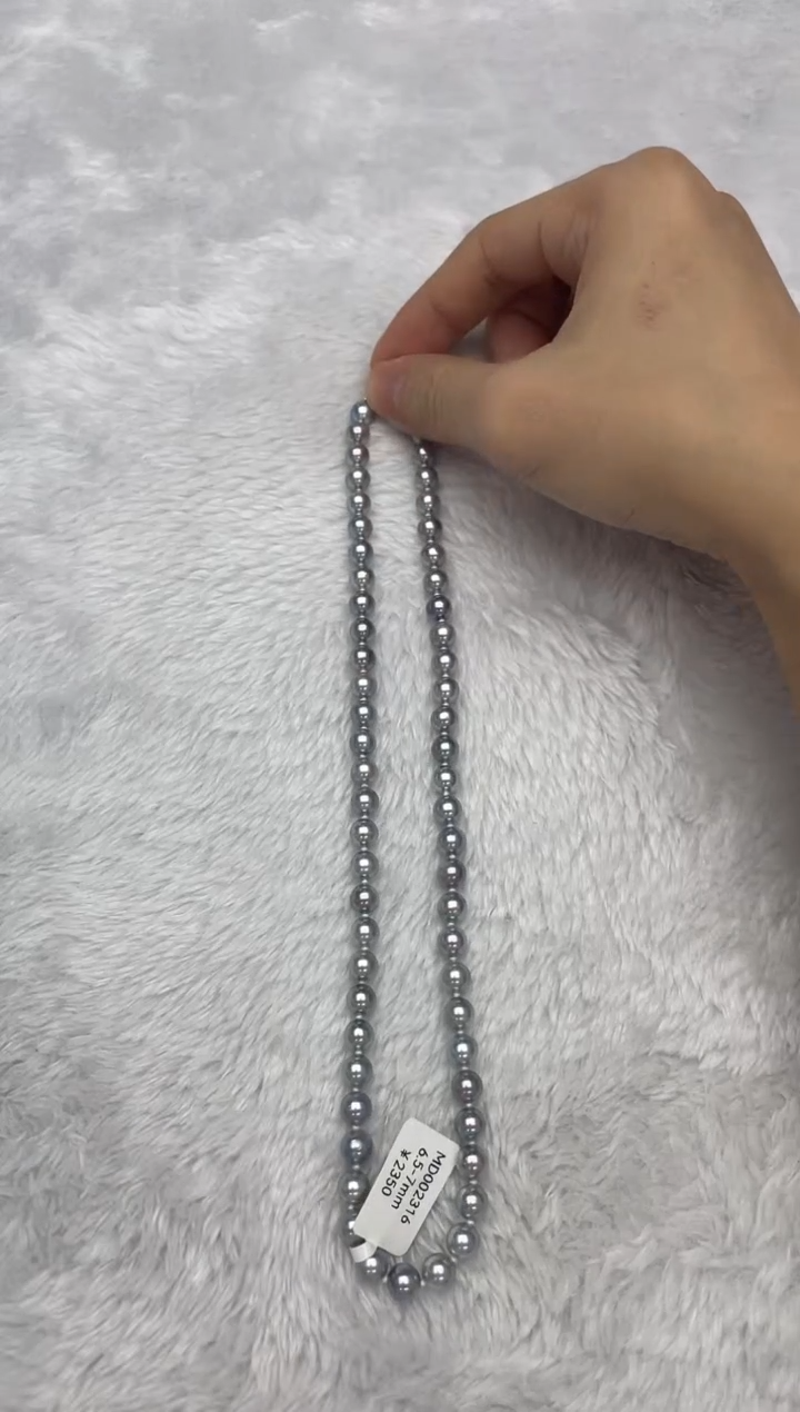 项链银S925镶嵌海水珍珠AK真多麻6.5-7mm