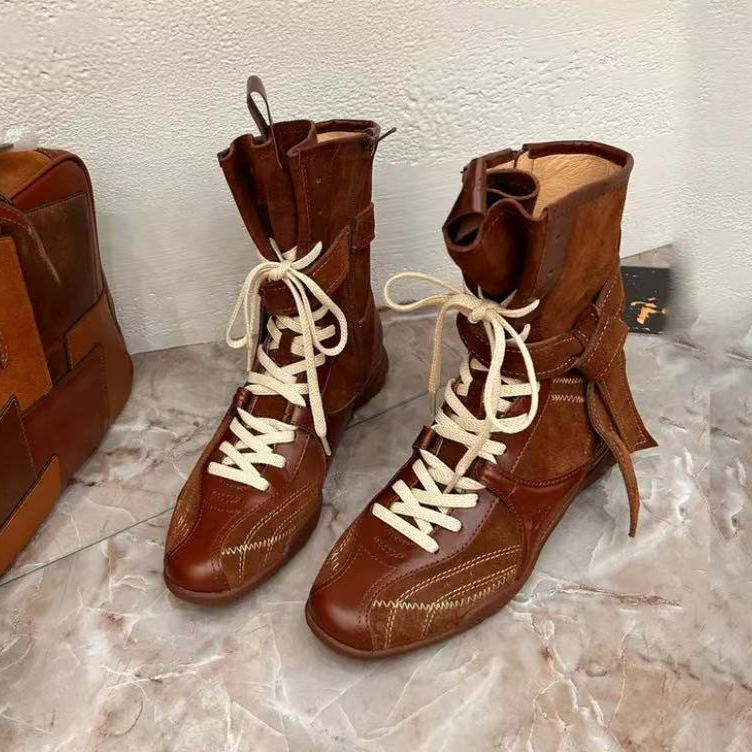 XGJ 设计师品牌 25秋 骑士靴 复古牛皮 短靴