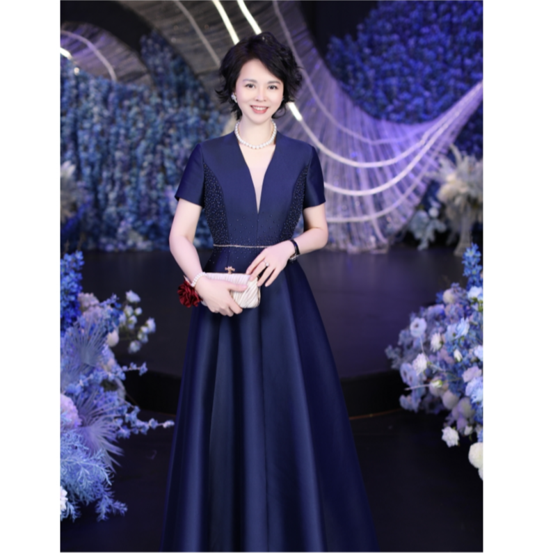 BOFEINA/帛妃娜高定礼服气质高贵年轻夏季长款修身主持人宴会