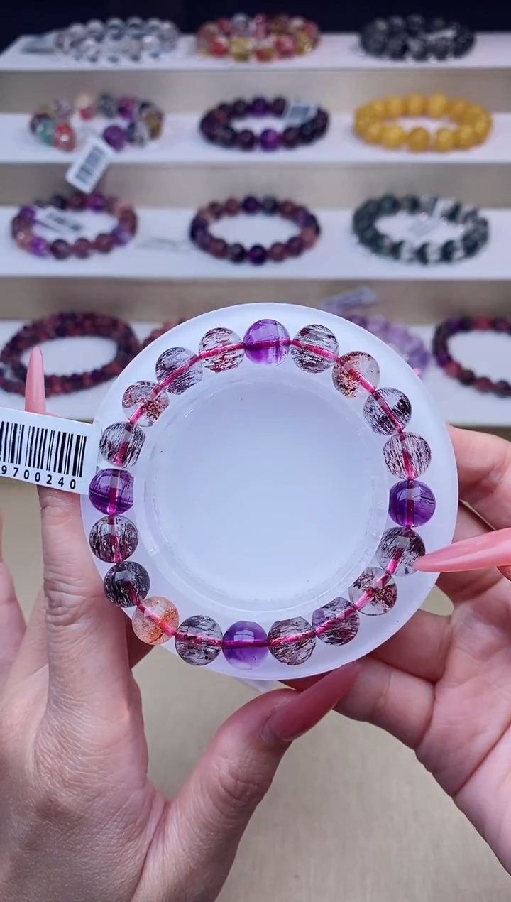 未镶嵌手链水晶黑加仑超七9m+