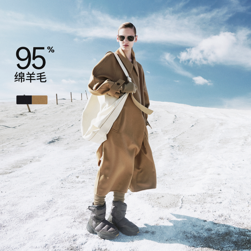 LESS冬季绵羊毛大衣女双面毛呢外套含羊绒2N0812720