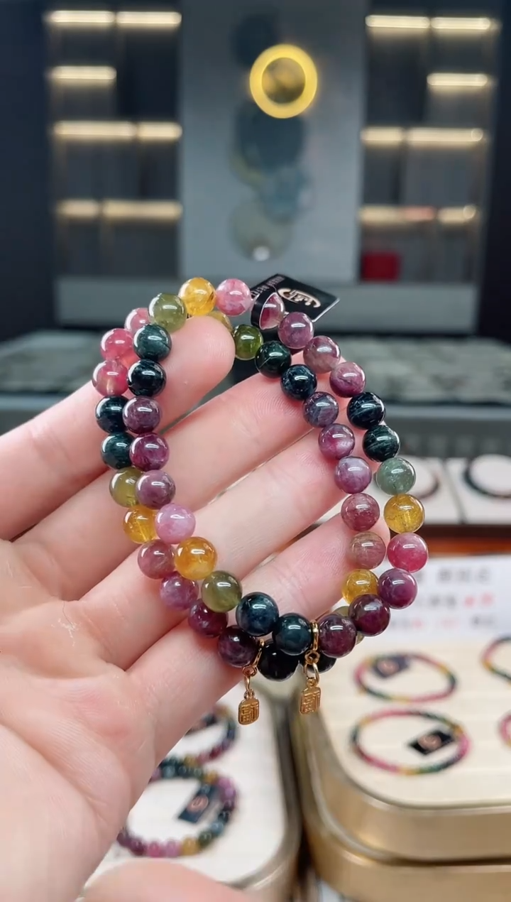 未镶嵌老矿碧玺单圈手串7mm+碧玺多样性发一条xion