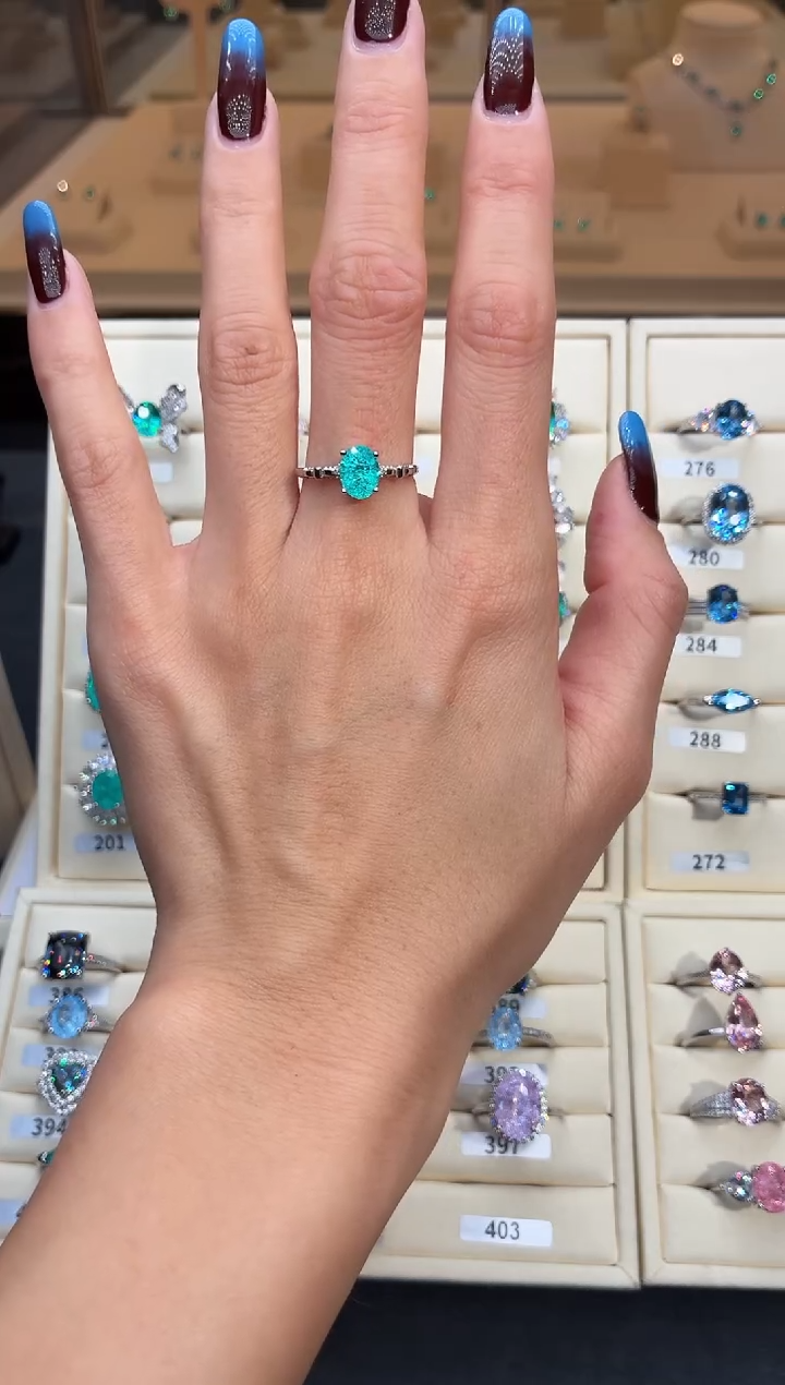 3碧玺（处理）无品牌 925银 轻奢感冰裂霓虹电光蓝系列