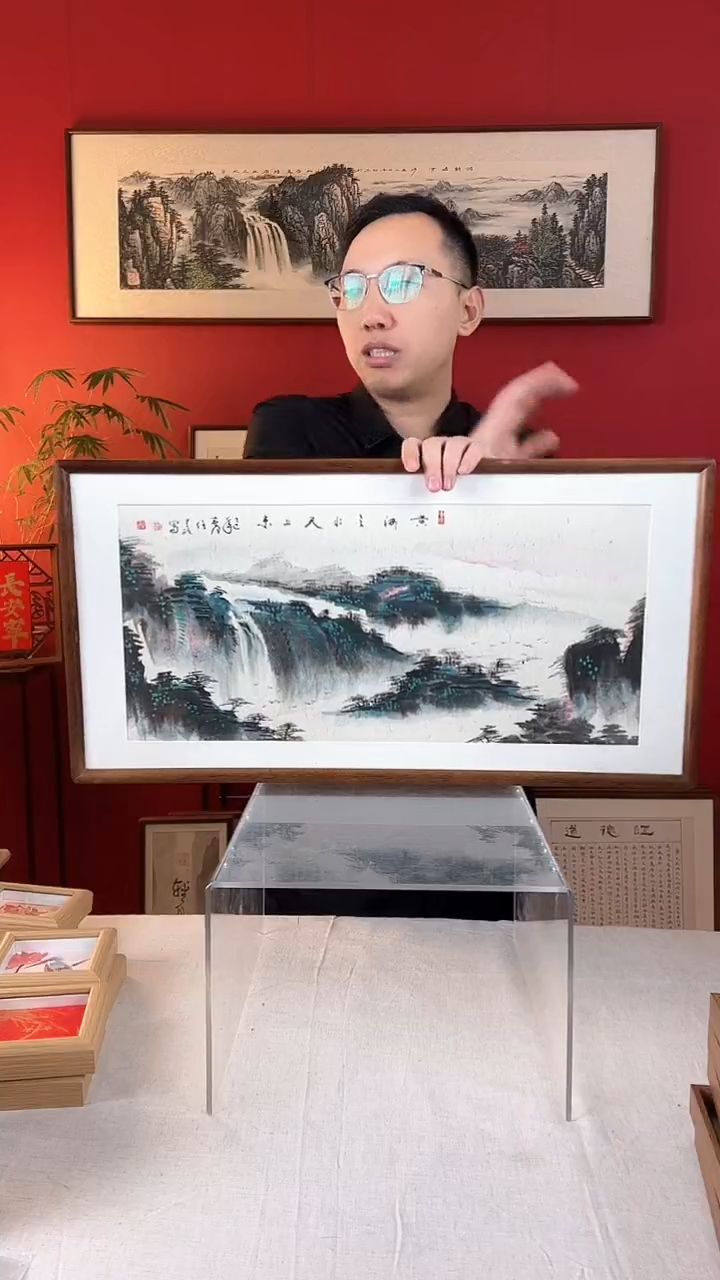 【闪购商品】国画黄河之水天上来33*66手绘国画实木画框