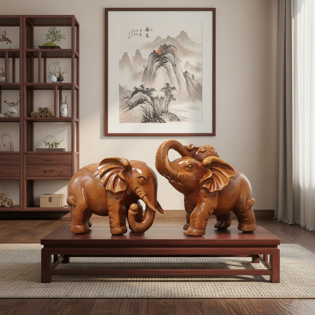招财吉祥如意小象家居桌面摆件一对（拍一发二）