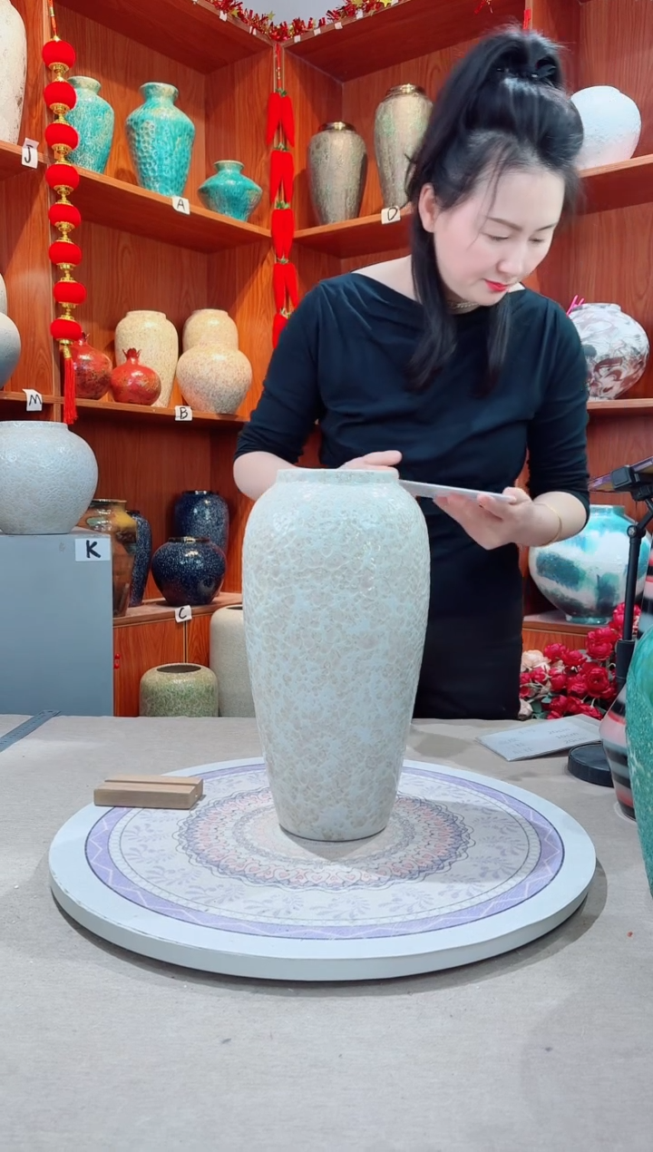 瓶陶瓷花瓶 无花  茶白大号