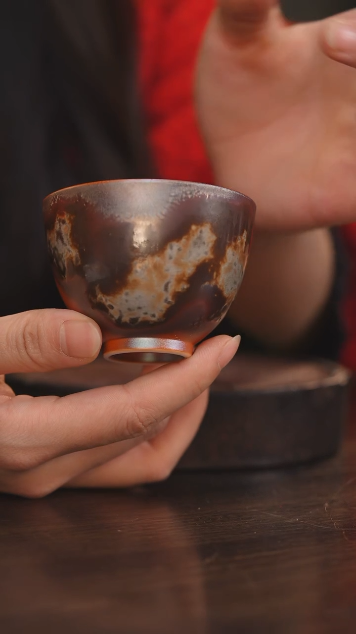 【闪购商品】杯28柴房陶瓷丨金红落灰鸡心杯