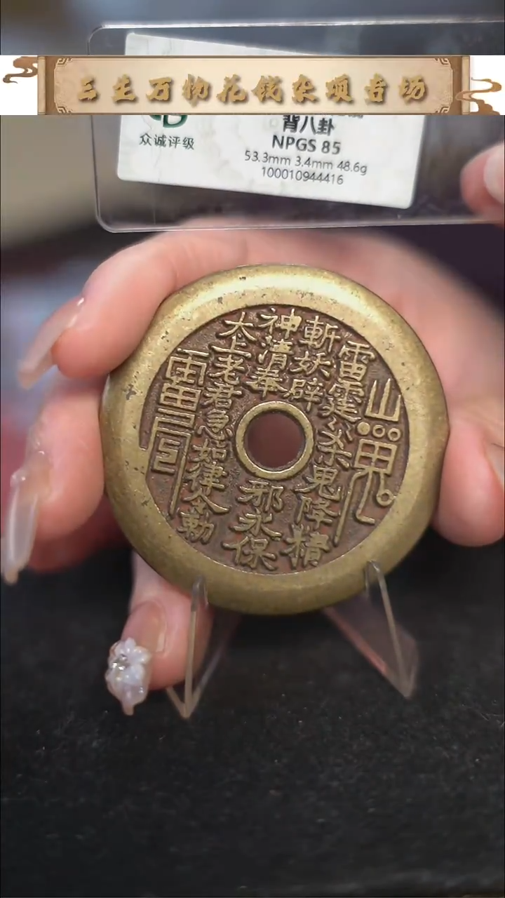 编号832山鬼背八卦花钱（配脖挂）
