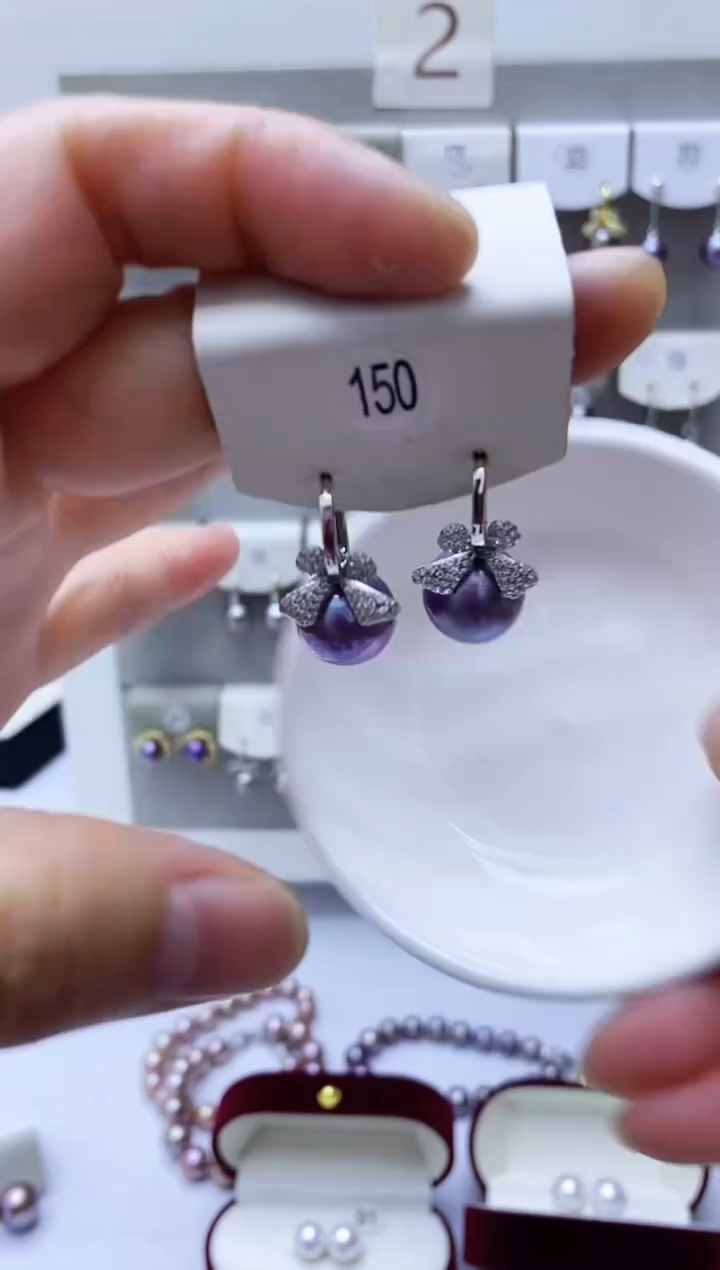 【闪购商品】淡水珍珠耳饰银S925镶嵌150