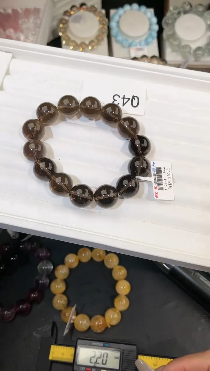 【闪购商品】水晶手链未镶嵌多样性发一茶晶16mm