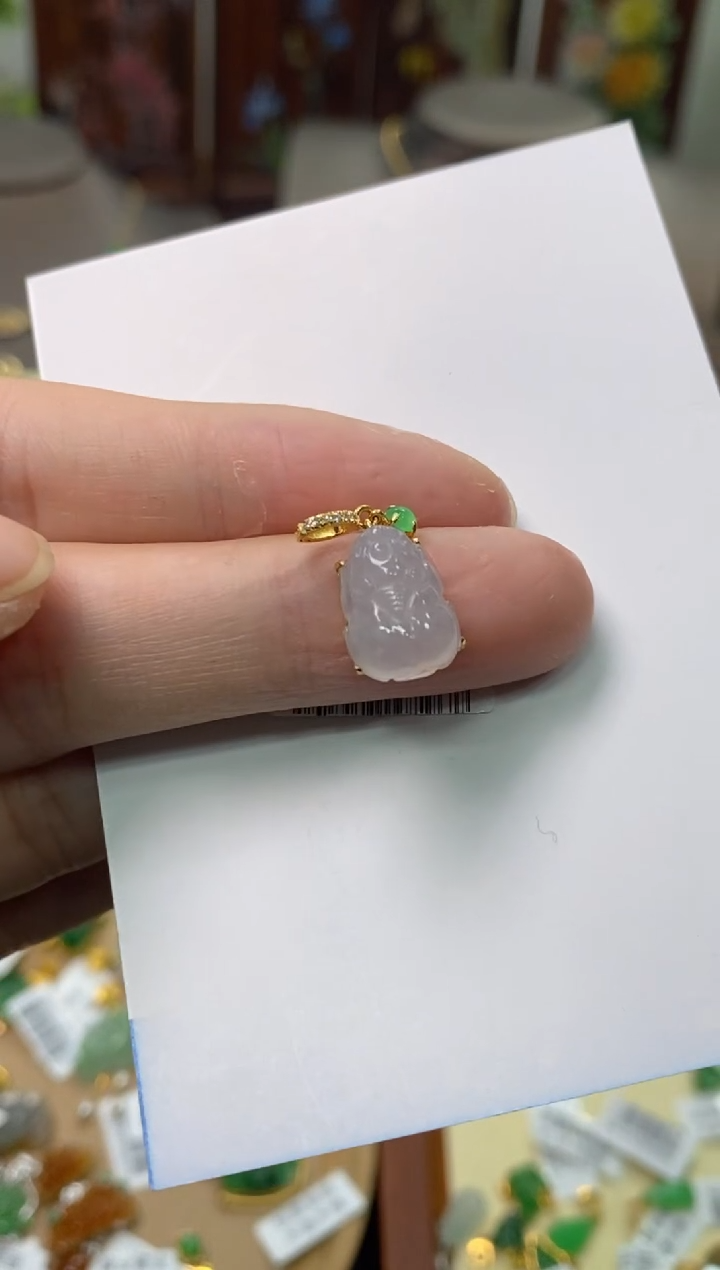 【闪购商品】翡翠颈饰18K金镶嵌净货13950