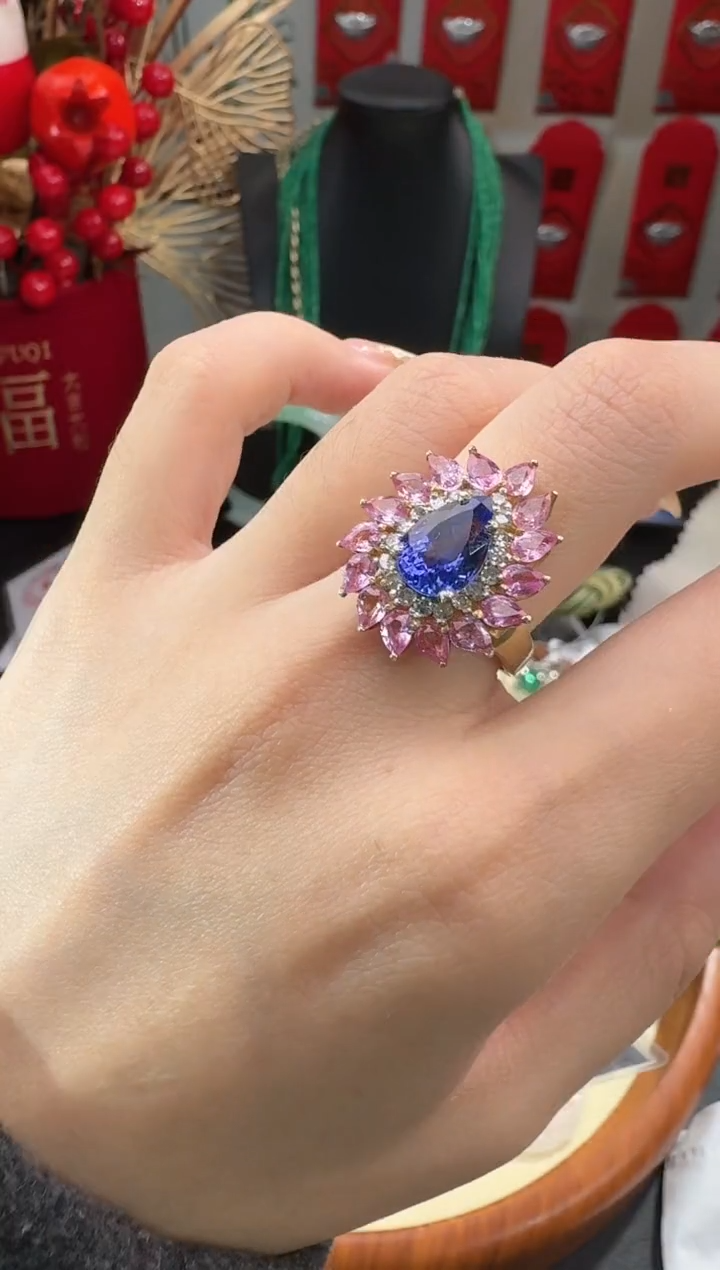 【闪购商品】坦桑石戒指银S925镶嵌戒指