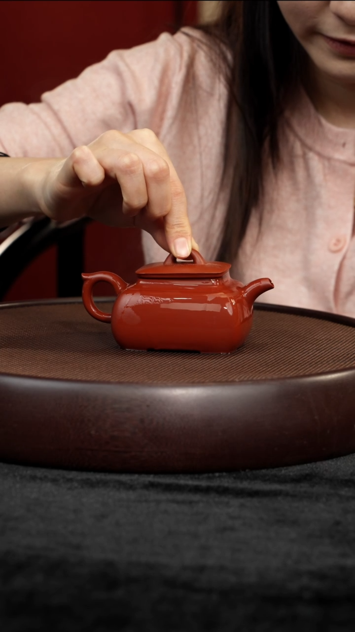 茶壶紫砂朱泥四方160cc