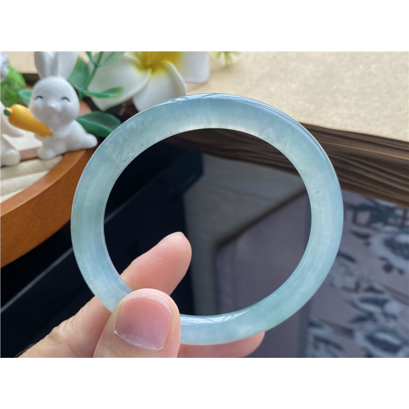 11.08批10398号53.6-6.9-7.8！圆条！冰油青颜色！天然翡翠手镯