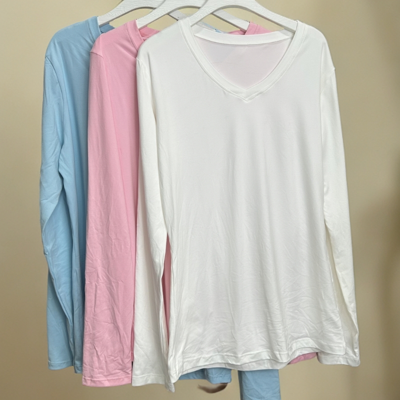 秋冬季V领牛奶绒高弹长袖纯色百搭打底T恤上衣男女同款