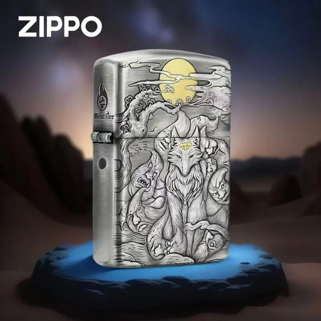 ZIPPO/之宝【熏银镀金九尾狐】浮雕 盔甲防风打火机 DYX1H1