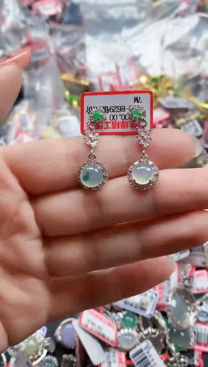 银S925镶嵌戒指翡翠天然A货缅甸翡翠