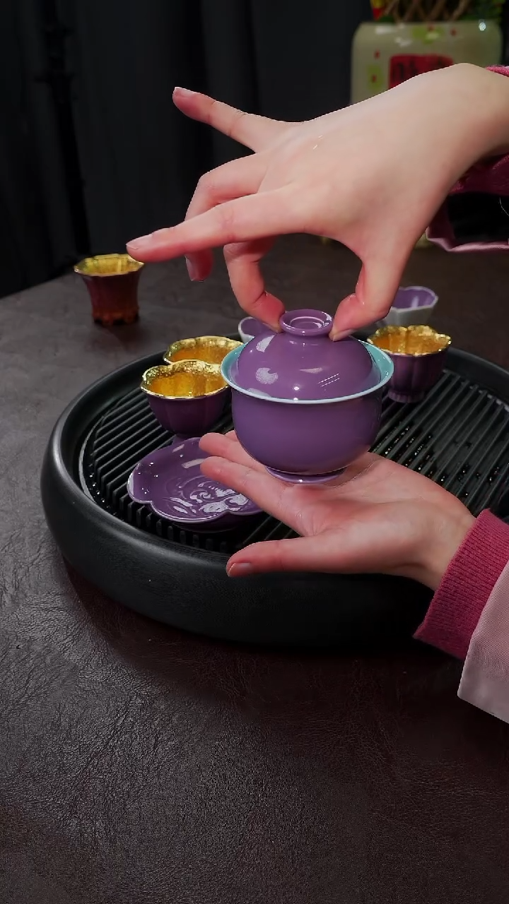【闪购商品】杯【宜景窑紫罗兰】盖碗
