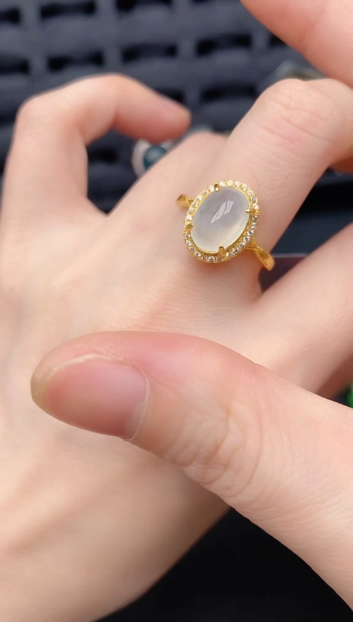 银S925镶嵌戒指翡翠天然a货翡翠520