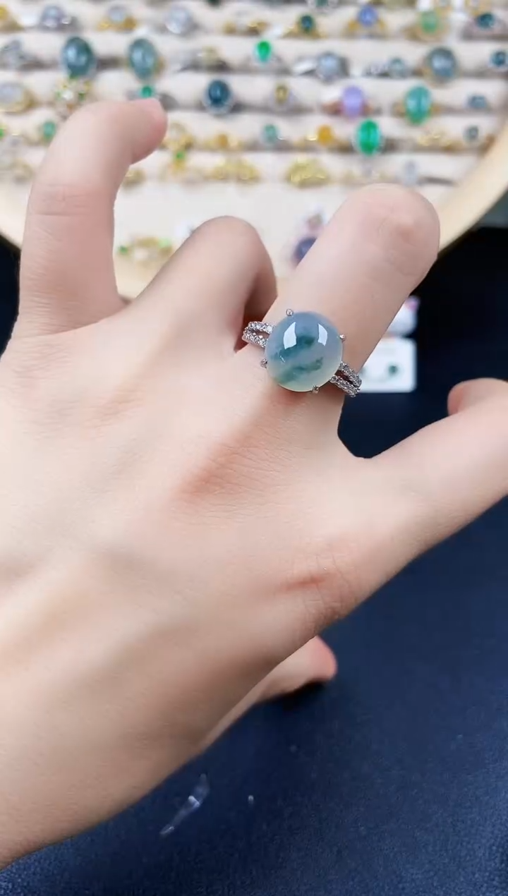 【闪购商品】翡翠银S925镶嵌戒指64646