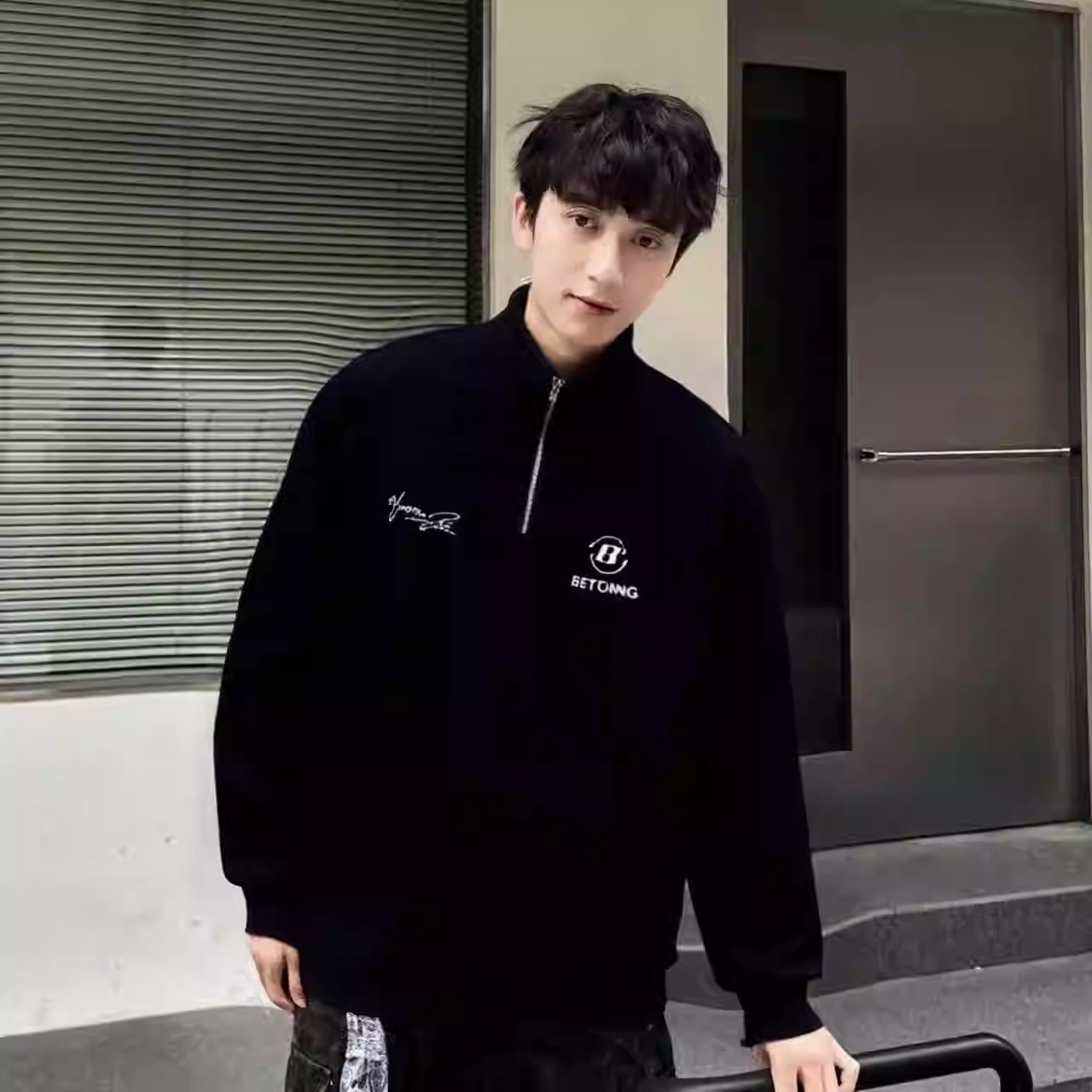 冬款男童加绒字母B印花半拉链高领卫衣 F5561（150-190）