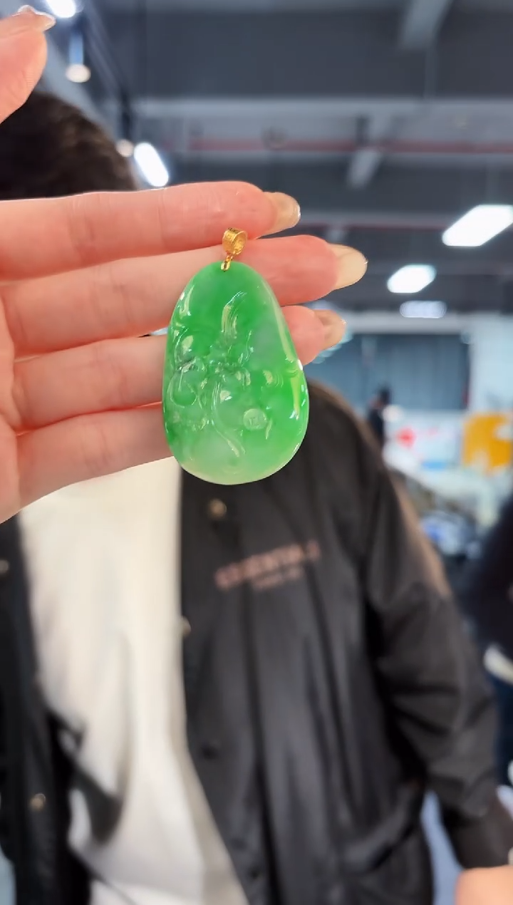 【闪购商品】翡翠颈饰18K金镶嵌缅料A货/支持复检/一件