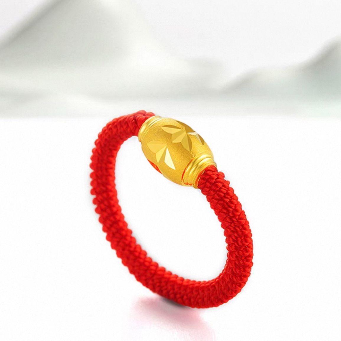 999 本命年一颗红绳转运珠情侣 男女可带纯手工编织