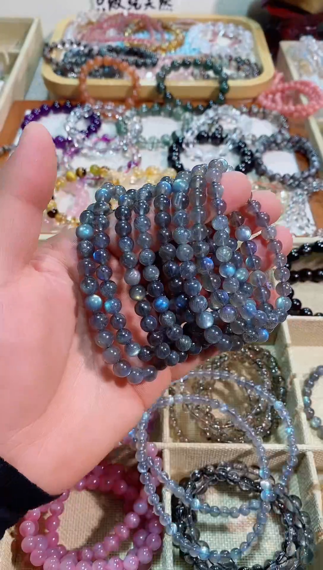 【闪购商品】拉长石手链未镶嵌黑体灰月光7M+ （多样性发其一）