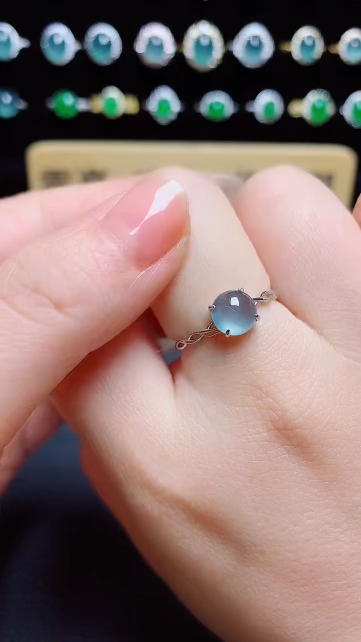 翡翠戒指银S925镶嵌天然翡翠A货s925银镶