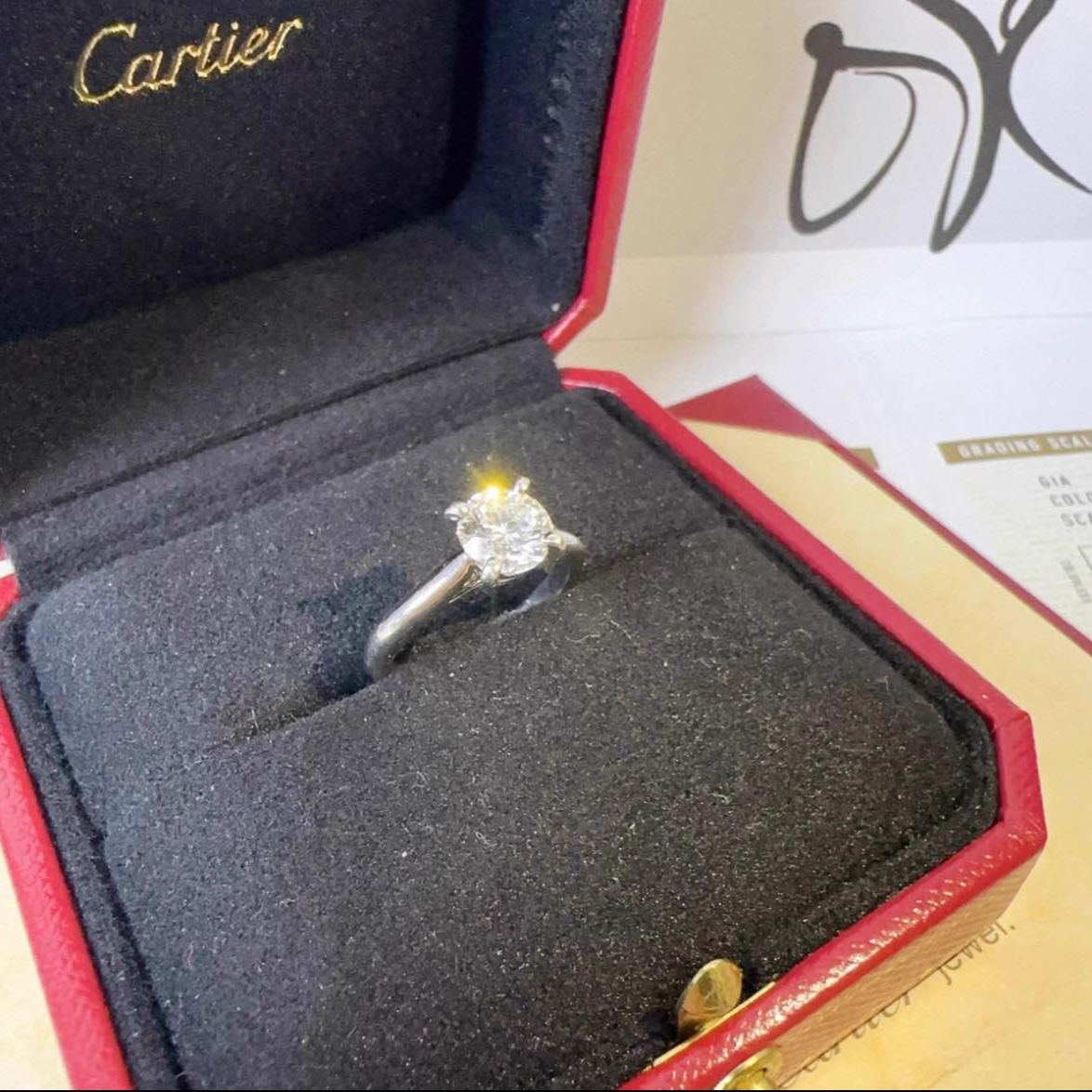 99新 Cartier/卡地亚 小花柳 四爪钻戒1.10克拉 H色 VVS1 3EX 