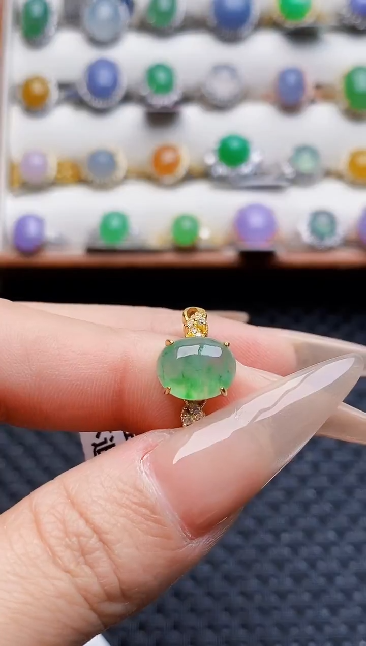 银S925镶嵌戒指翡翠皎5597