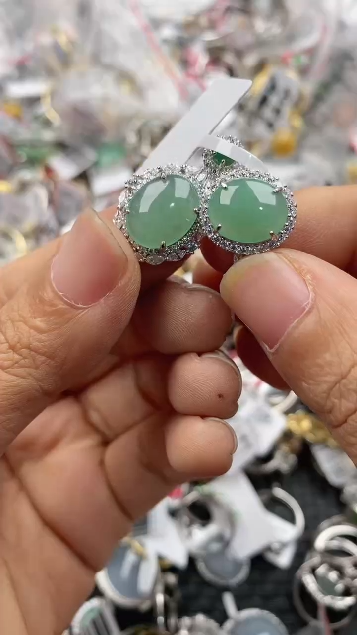 银S925镶嵌戒指翡翠444             7