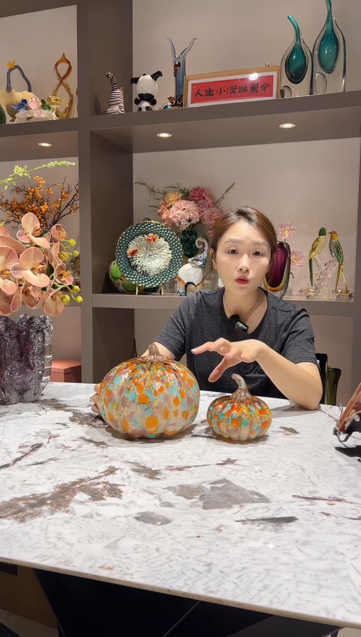 炫彩南瓜摆件一对 现货