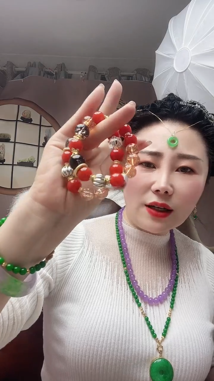 【闪购商品】翡翠手链14K金镶嵌哪吒手链