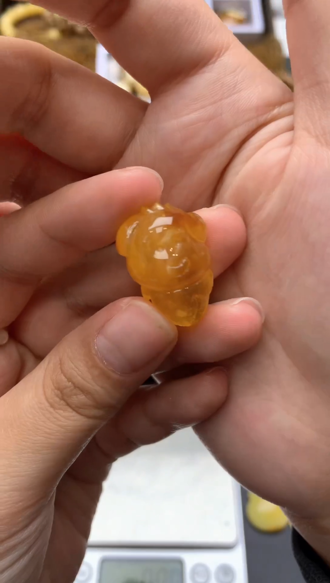 【闪购商品】琥珀珠宝奇石未镶嵌056琥珀蜜蜡花粉有纹小坑介意勿拍