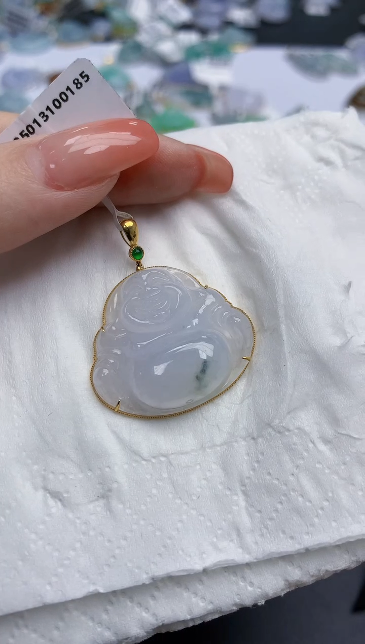 【闪购商品】翡翠颈饰18K金镶嵌天然缅甸翡翠A货