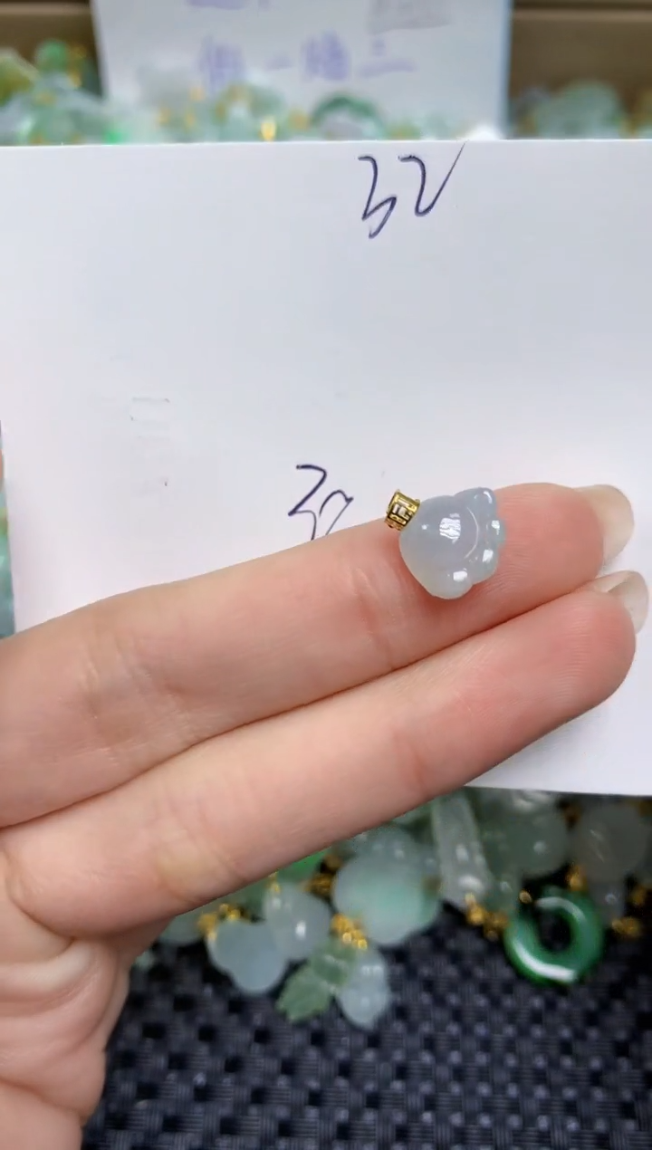 【闪购商品】翡翠颈饰18K金镶嵌天然缅甸A货翡翠