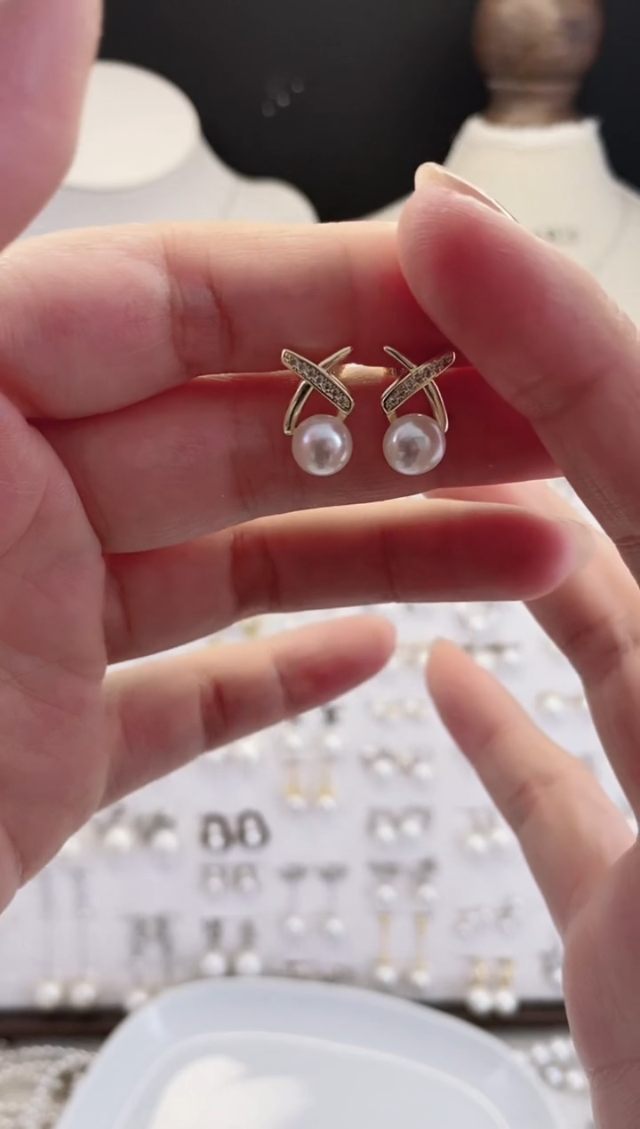 合金耳饰淡水珍珠09