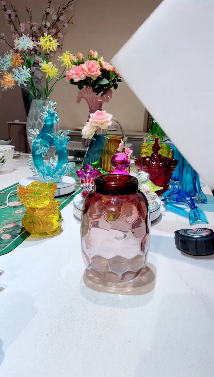 【闪购商品】琉璃手工艺品紫金蜂巢花瓶 微瑕